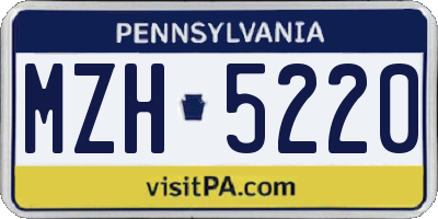 PA license plate MZH5220