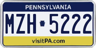 PA license plate MZH5222