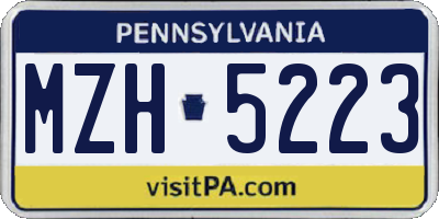 PA license plate MZH5223
