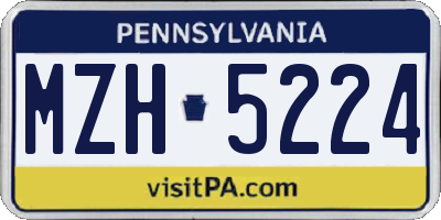 PA license plate MZH5224