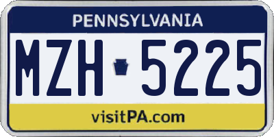 PA license plate MZH5225