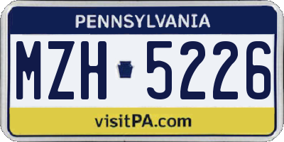 PA license plate MZH5226