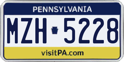 PA license plate MZH5228
