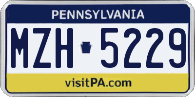 PA license plate MZH5229