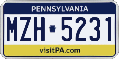 PA license plate MZH5231