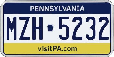 PA license plate MZH5232