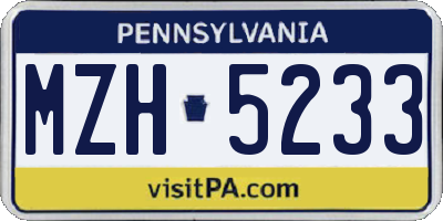 PA license plate MZH5233