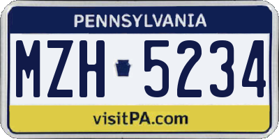 PA license plate MZH5234