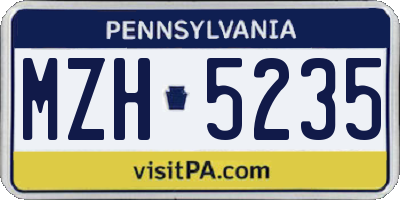 PA license plate MZH5235