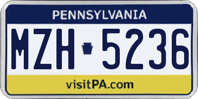 PA license plate MZH5236