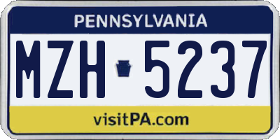 PA license plate MZH5237