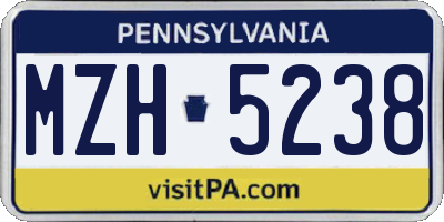 PA license plate MZH5238