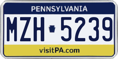 PA license plate MZH5239