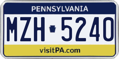 PA license plate MZH5240