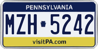 PA license plate MZH5242