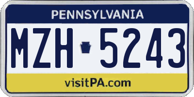 PA license plate MZH5243