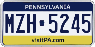 PA license plate MZH5245