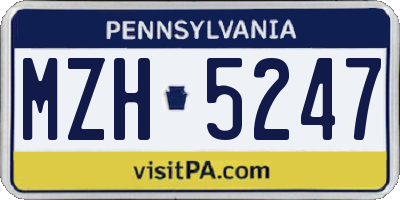 PA license plate MZH5247