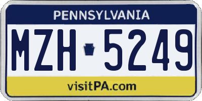 PA license plate MZH5249