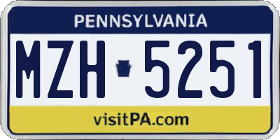 PA license plate MZH5251