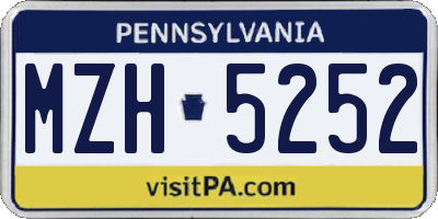 PA license plate MZH5252
