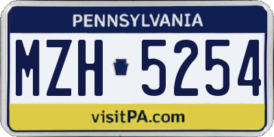 PA license plate MZH5254