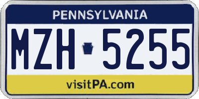 PA license plate MZH5255