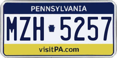 PA license plate MZH5257