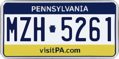 PA license plate MZH5261