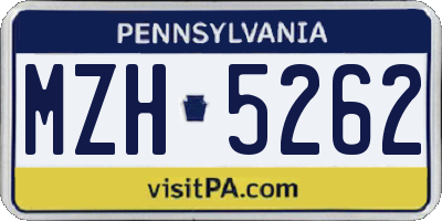 PA license plate MZH5262