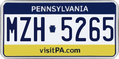 PA license plate MZH5265