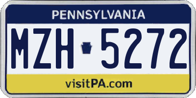 PA license plate MZH5272