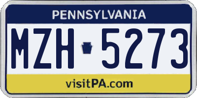 PA license plate MZH5273