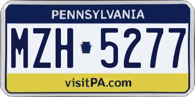 PA license plate MZH5277