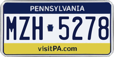 PA license plate MZH5278