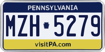 PA license plate MZH5279