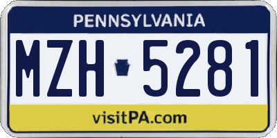 PA license plate MZH5281