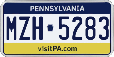 PA license plate MZH5283