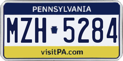 PA license plate MZH5284