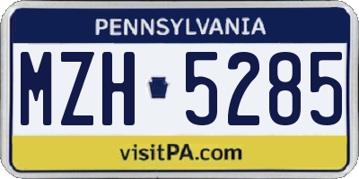 PA license plate MZH5285
