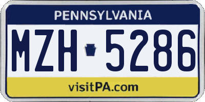 PA license plate MZH5286