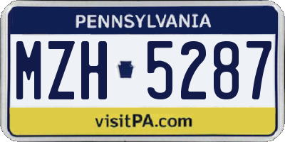 PA license plate MZH5287