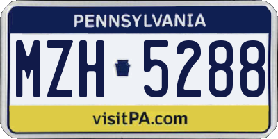 PA license plate MZH5288