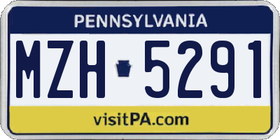 PA license plate MZH5291