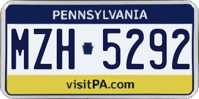 PA license plate MZH5292