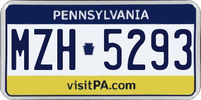 PA license plate MZH5293