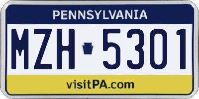 PA license plate MZH5301