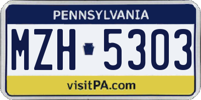 PA license plate MZH5303