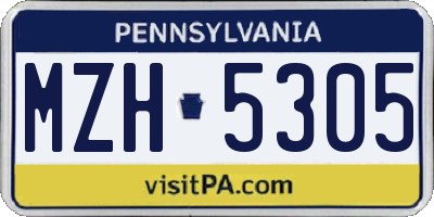 PA license plate MZH5305