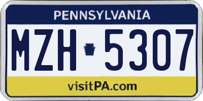 PA license plate MZH5307